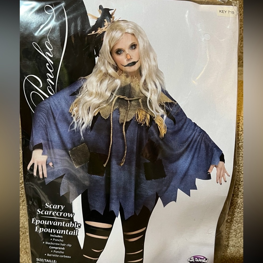 Adult Scary Crow Nest Scarecrow Poncho Easy Women's Halloween Costume Fun World